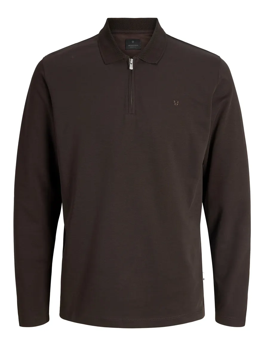Jack & Jones Regular Fit half zip trui bruin