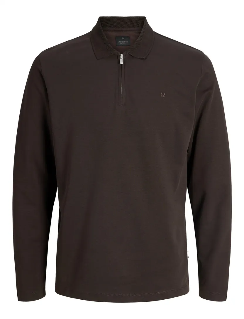 Trui Jack & Jones Regular Fit bruin half zip