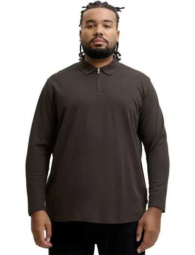 Jack & Jones Trui Jack & Jones Regular Fit bruin half zip
