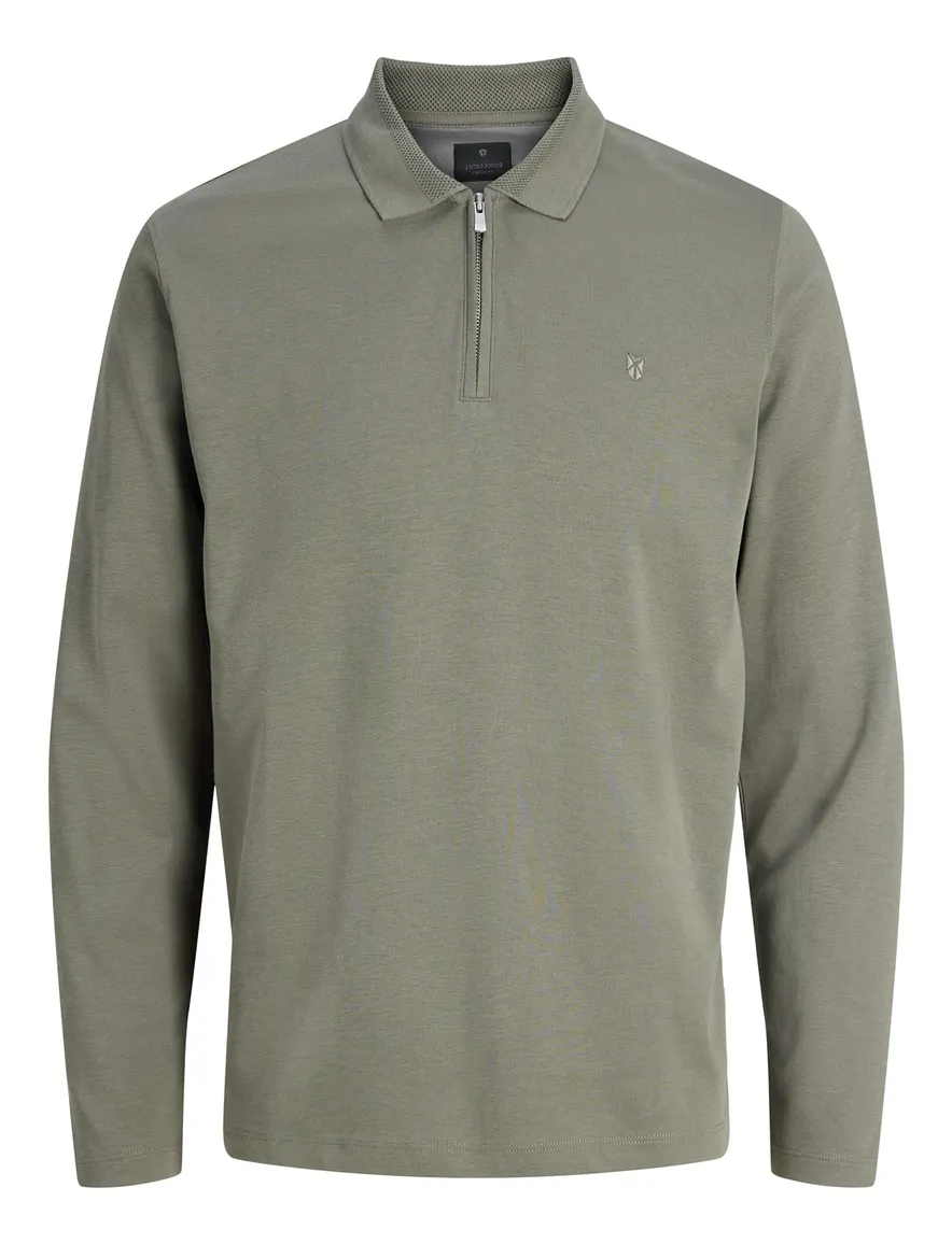 Jack & Jones Regular Fit half zip trui olijfgroen