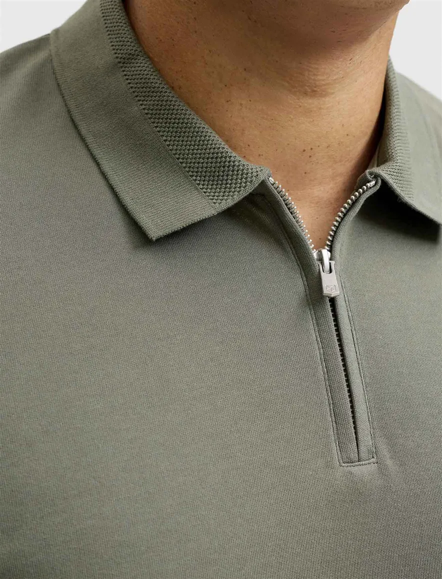 Jack & Jones Regular Fit half zip trui olijfgroen