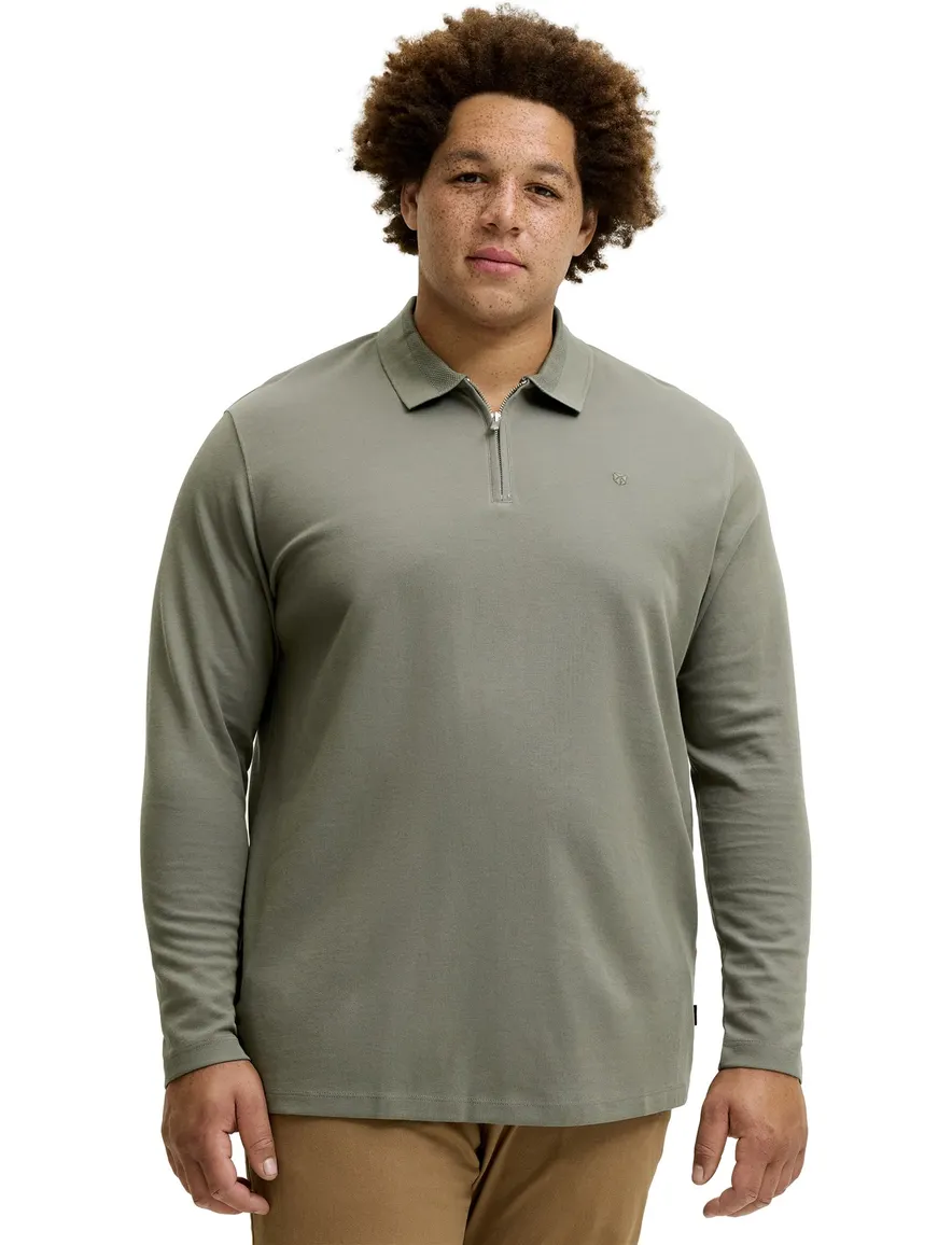 Jack & Jones Regular Fit half zip trui olijfgroen
