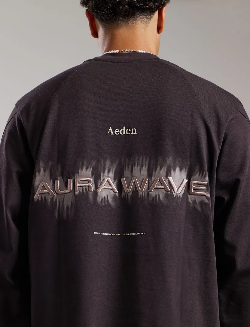 T-shirt Aeden bruin backprint lange mouw