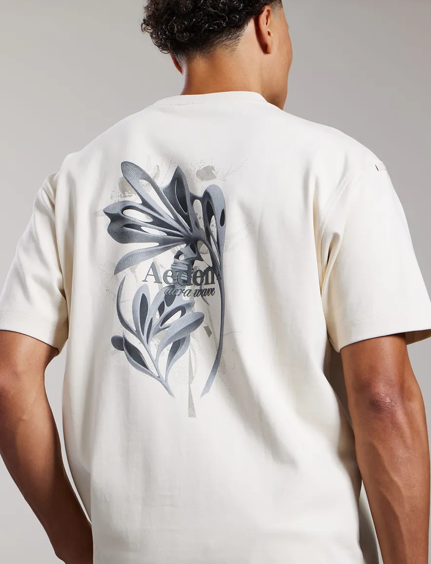 Aeden T-shirt ronde hals beige met opdruk