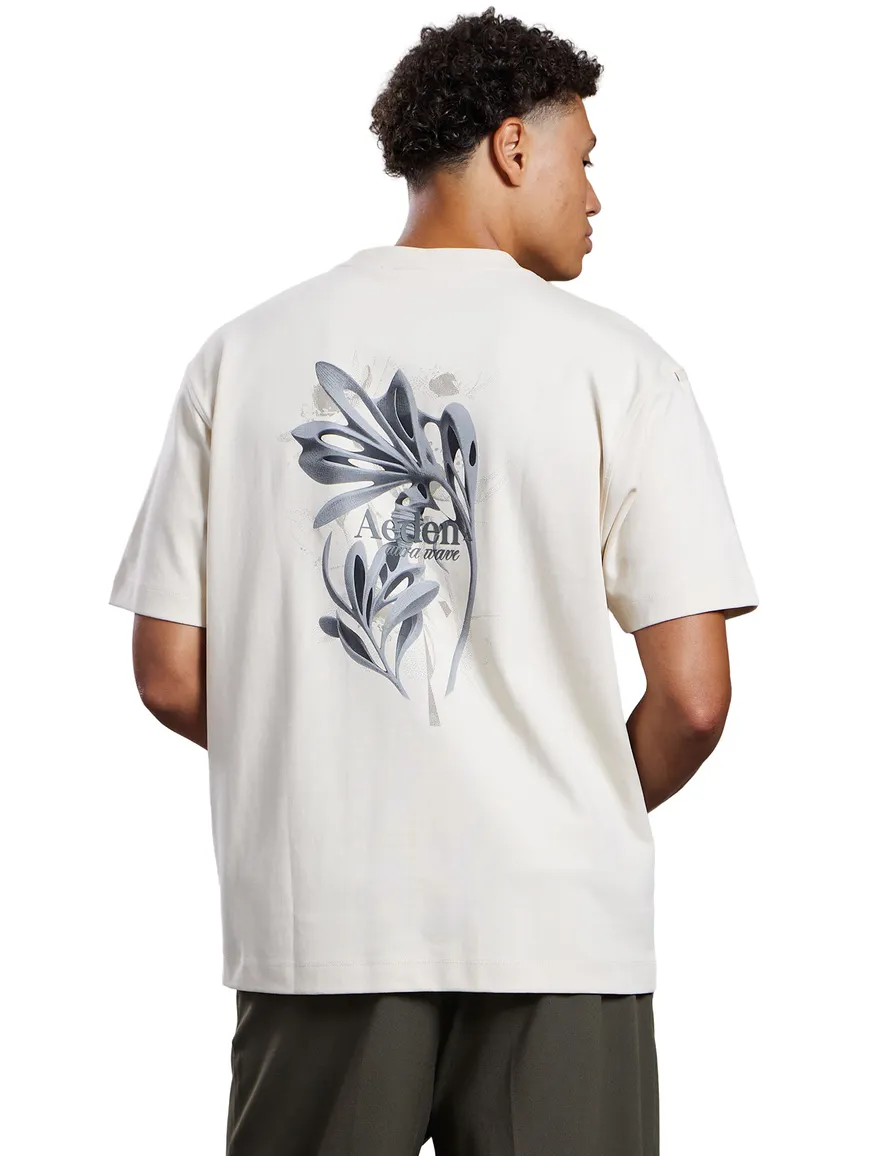 Aeden T-shirt ronde hals beige met opdruk