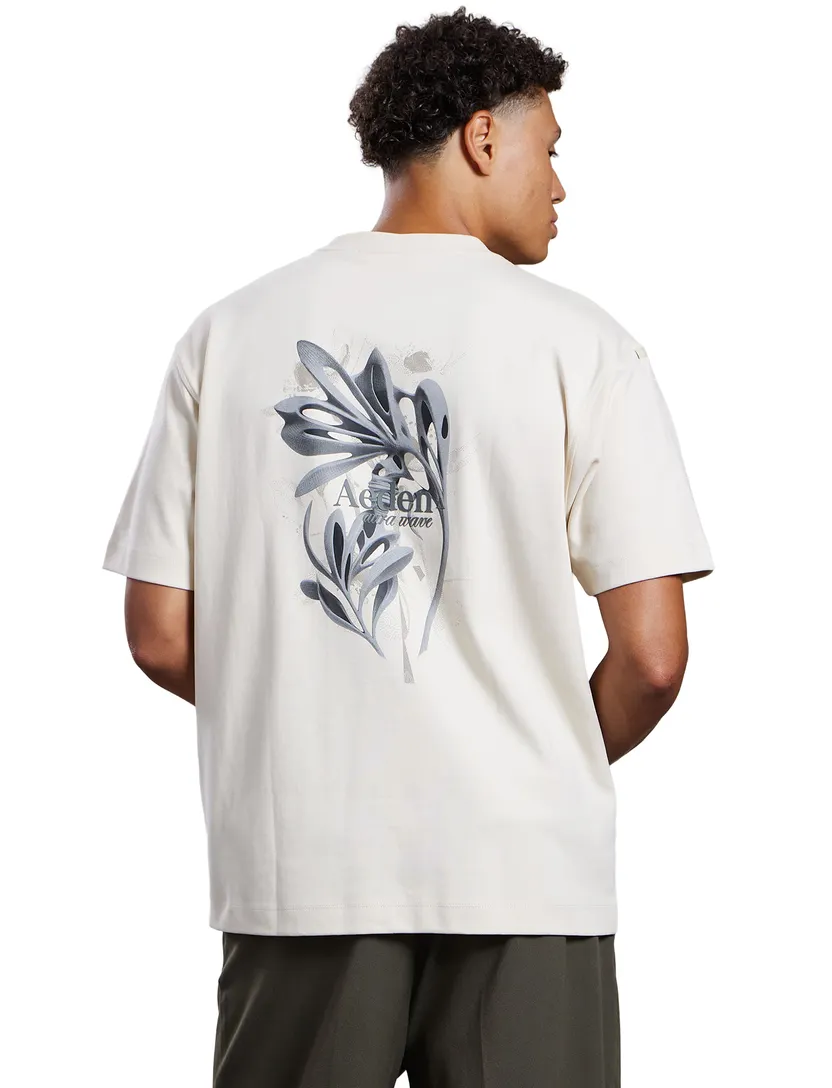 T-shirt Aeden beige opdruk