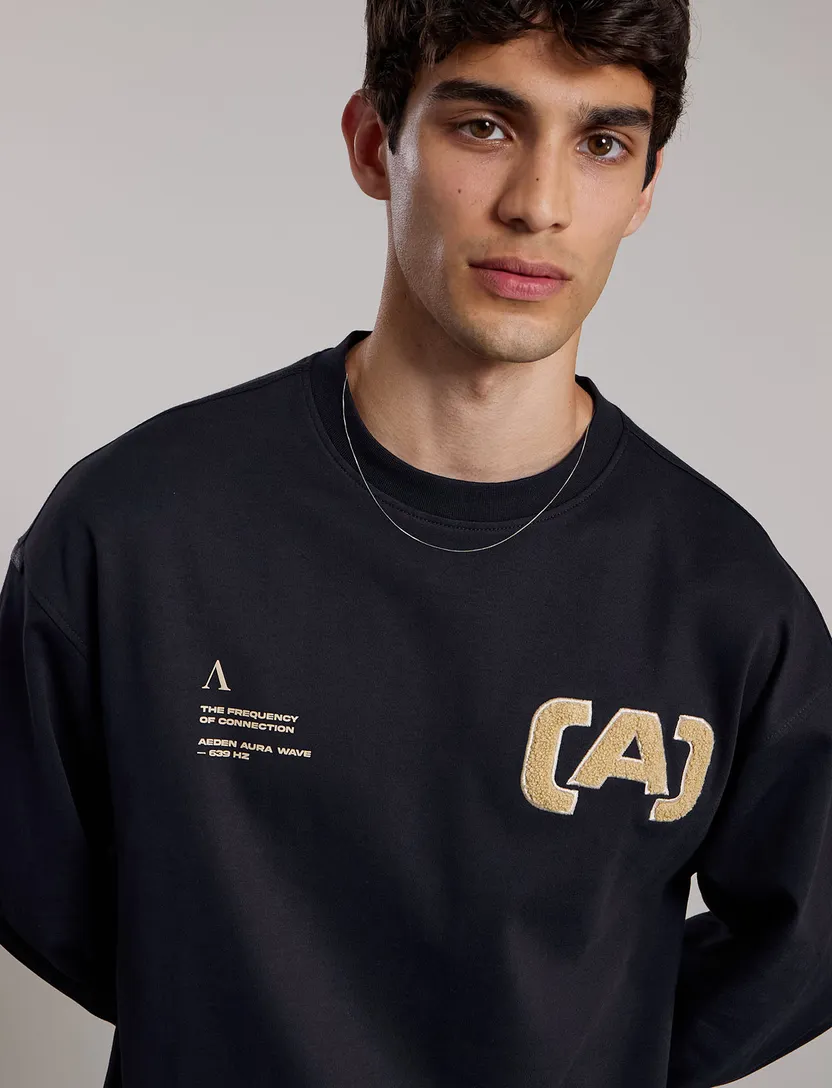 T shirt Aeden zwart katoen