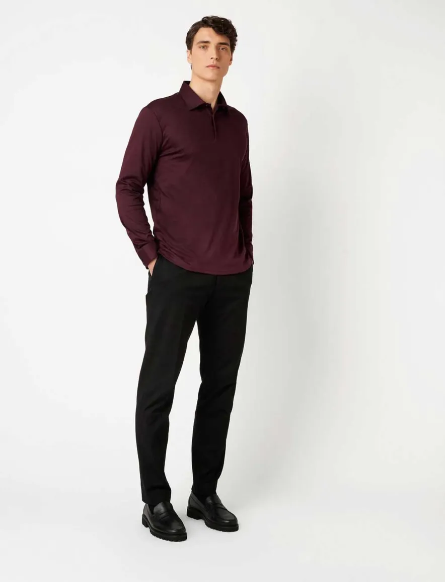 Desoto Regular Fit poloshirt lange mouw bordeaux