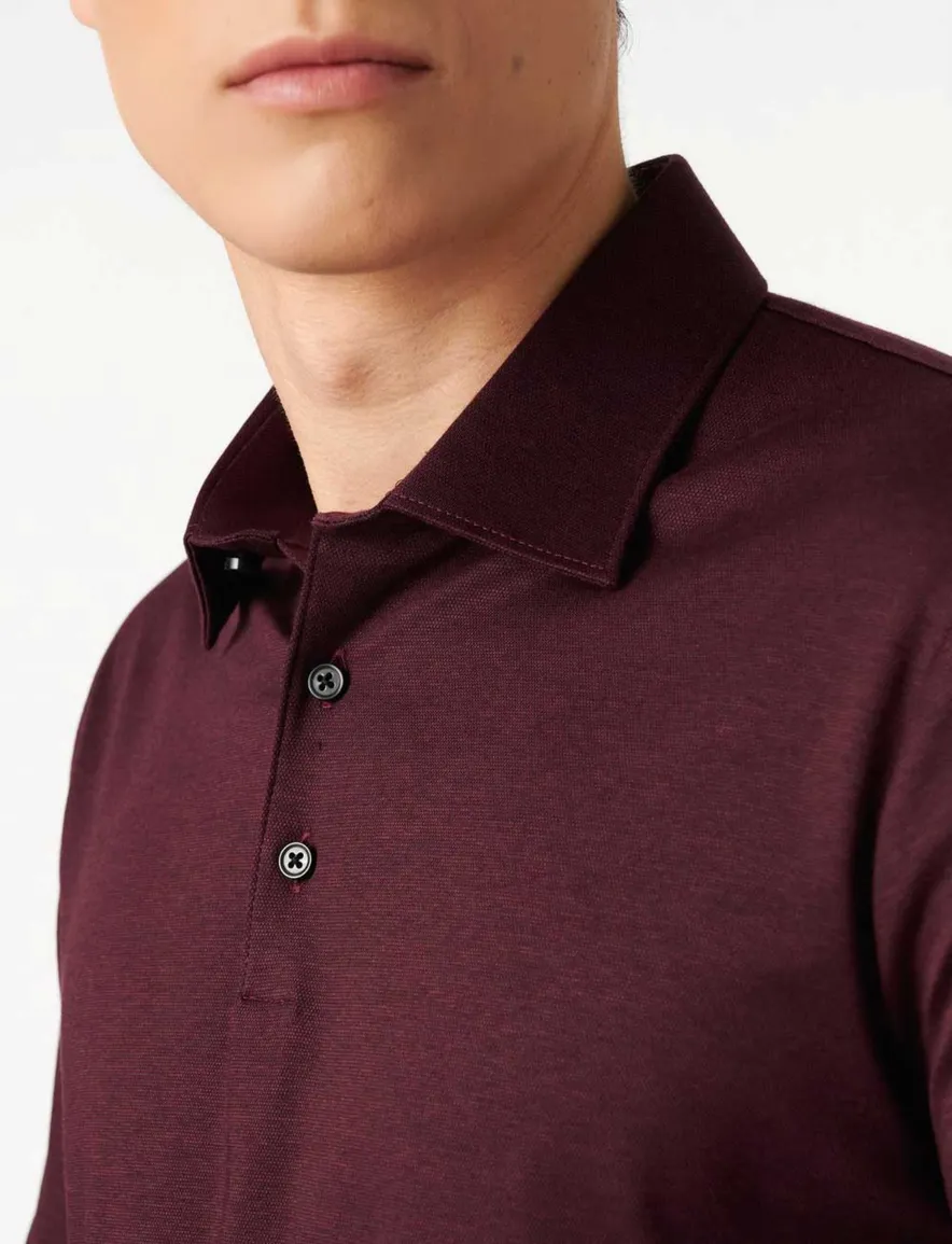 Desoto Regular Fit poloshirt lange mouw bordeaux