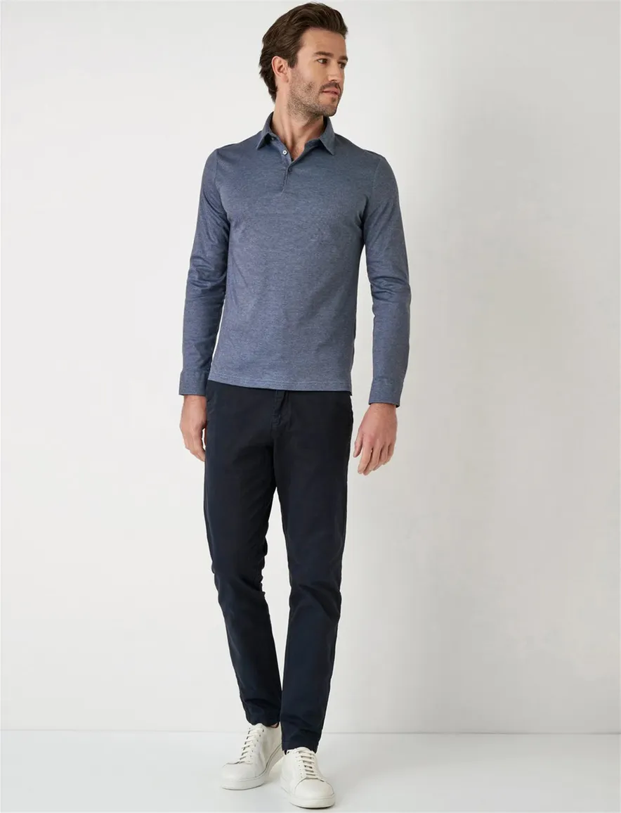 Desoto poloshirt gemêleerd blauw piqué