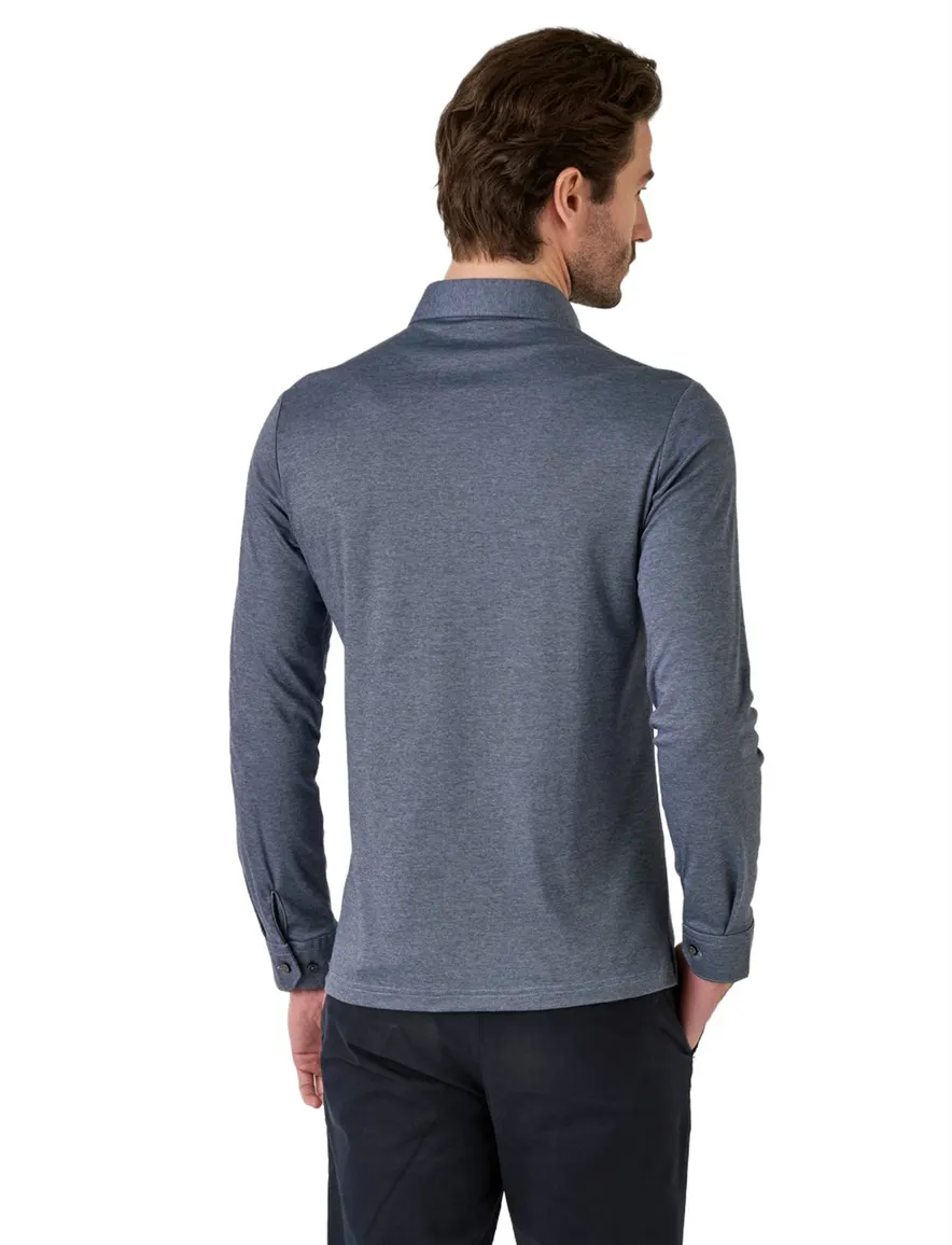 Desoto poloshirt gemêleerd blauw piqué