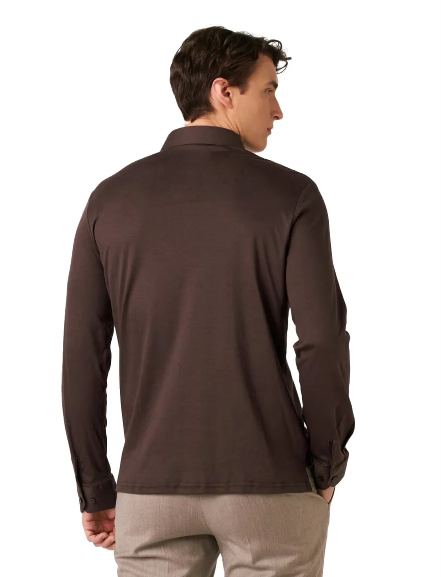 Desoto Regular Fit poloshirt lange mouw bruin