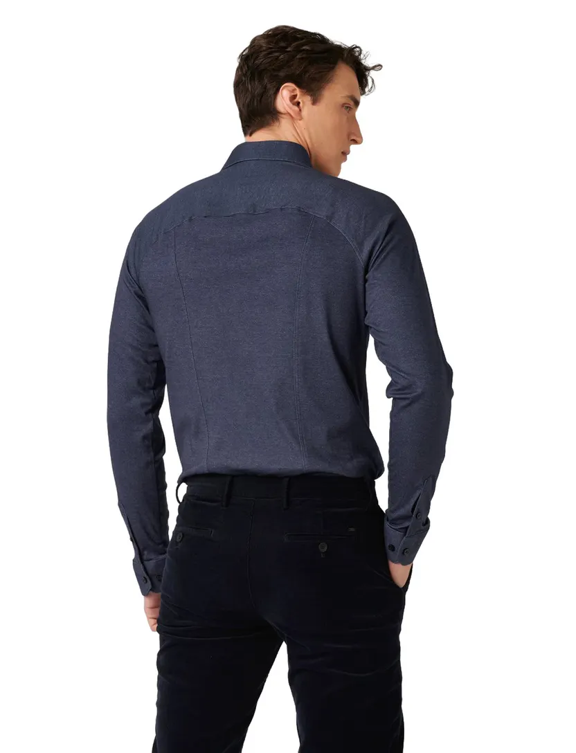 Overhemden Desoto donkerblauw slim fit katoen