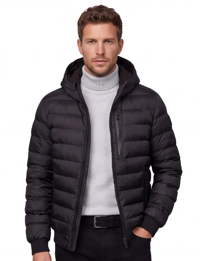 Gewatteerde jas Airforce zwart reversible