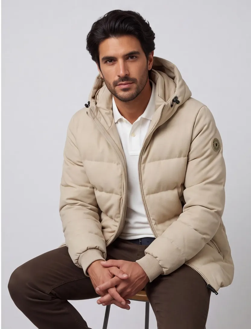 Beige Airforce Pufferjack met Capuchon