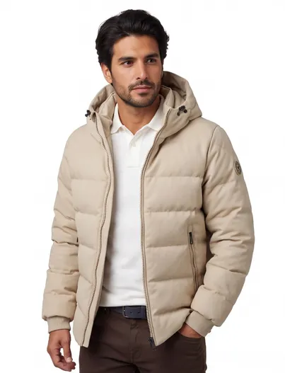 Airforce Beige Airforce Pufferjack met Capuchon