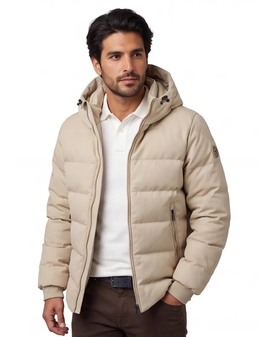 Beige Airforce Pufferjack met Capuchon