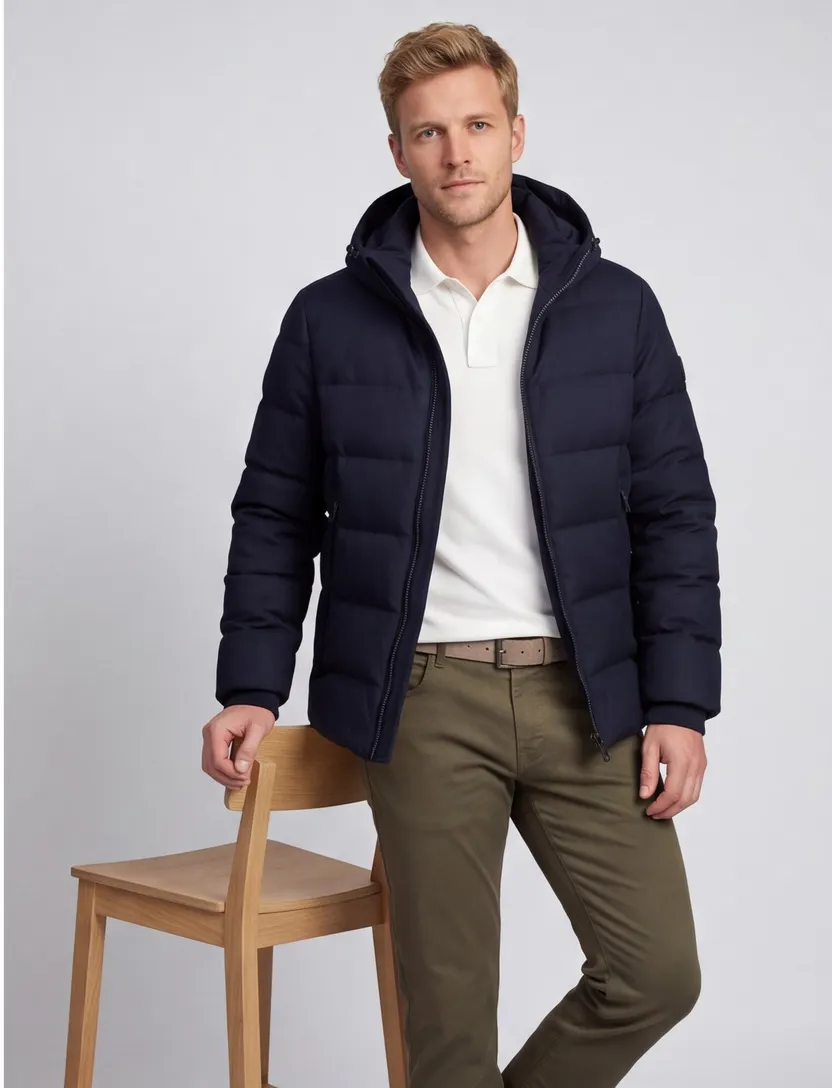 Airforce pufferjassen donkerblauw gevoerd