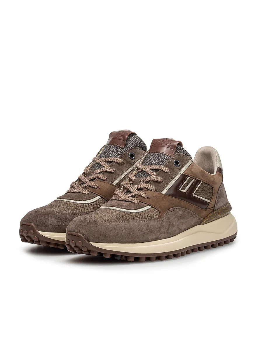 Bruine sneakers Floris van Bommel Noppi suede geprint
