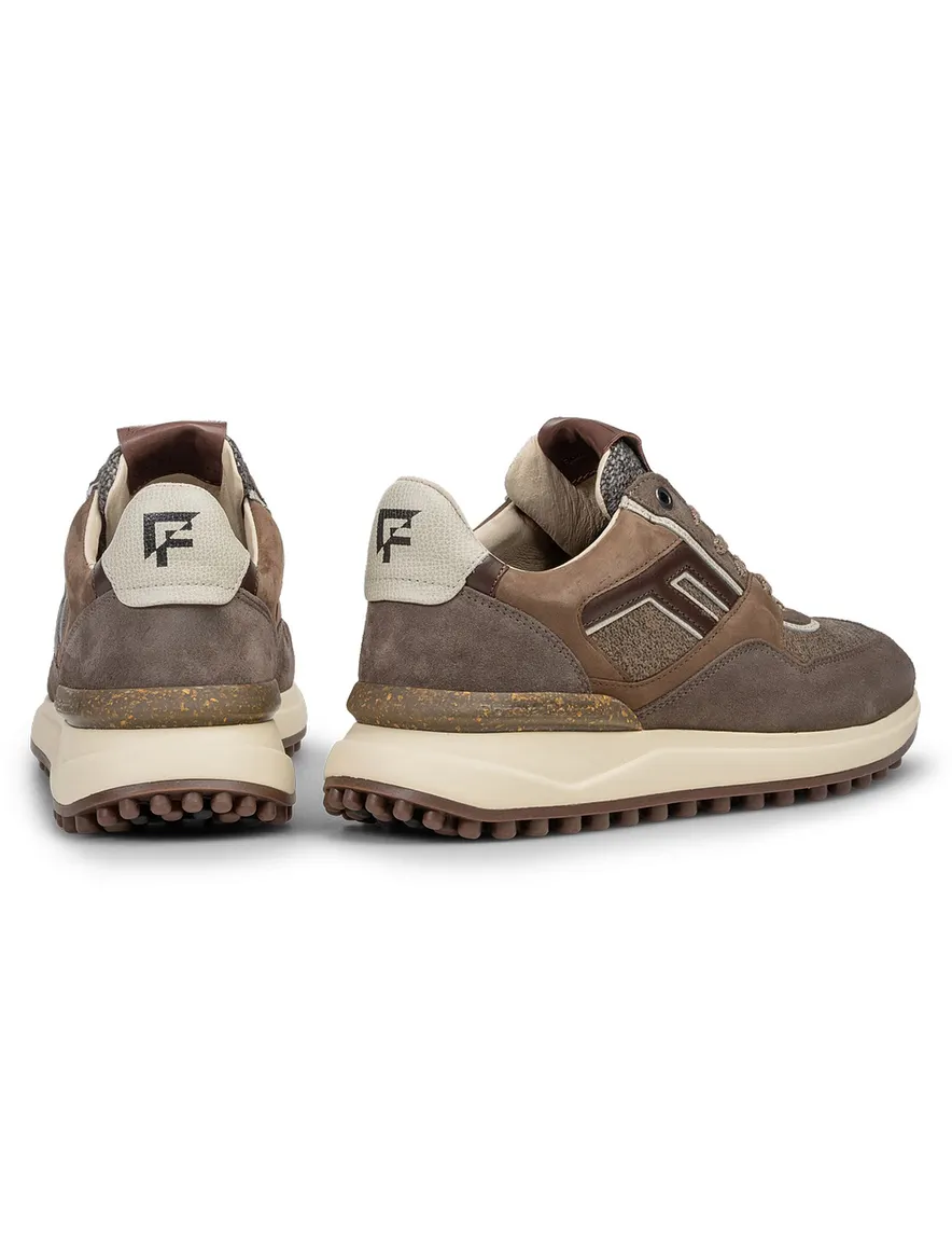 Bruine sneakers Floris van Bommel Noppi suede geprint