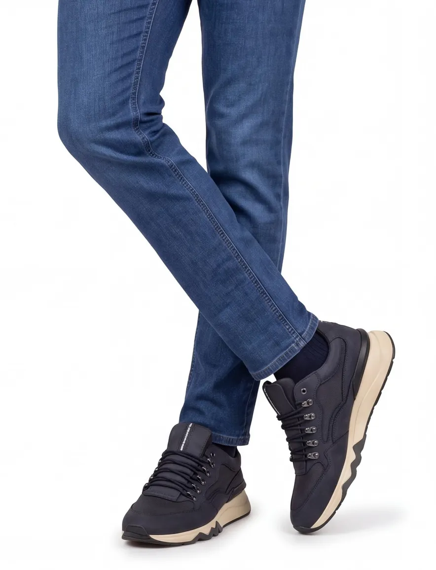 Floris van Bommel sneakers donkerblauw leer