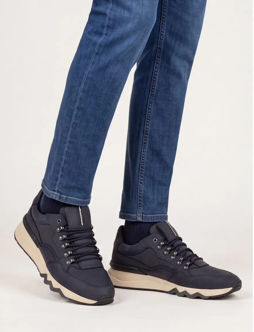 Floris van Bommel sneakers donkerblauw leer
