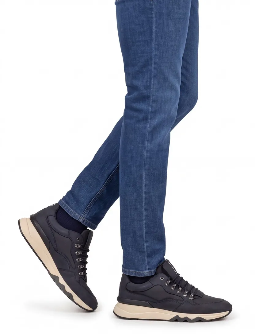 Sneakers Floris van Bommel donkerblauw leer