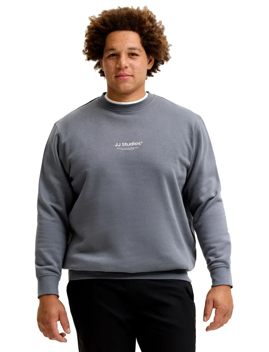 Jack & Jones Plus Size trui ronde hals grijs met opdruk