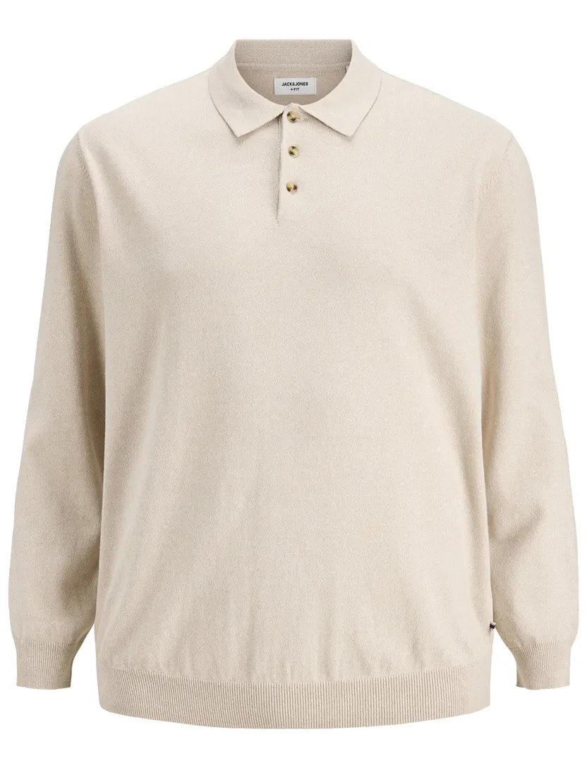 Poloshirt Jack & Jones Plus Size beige gebreid