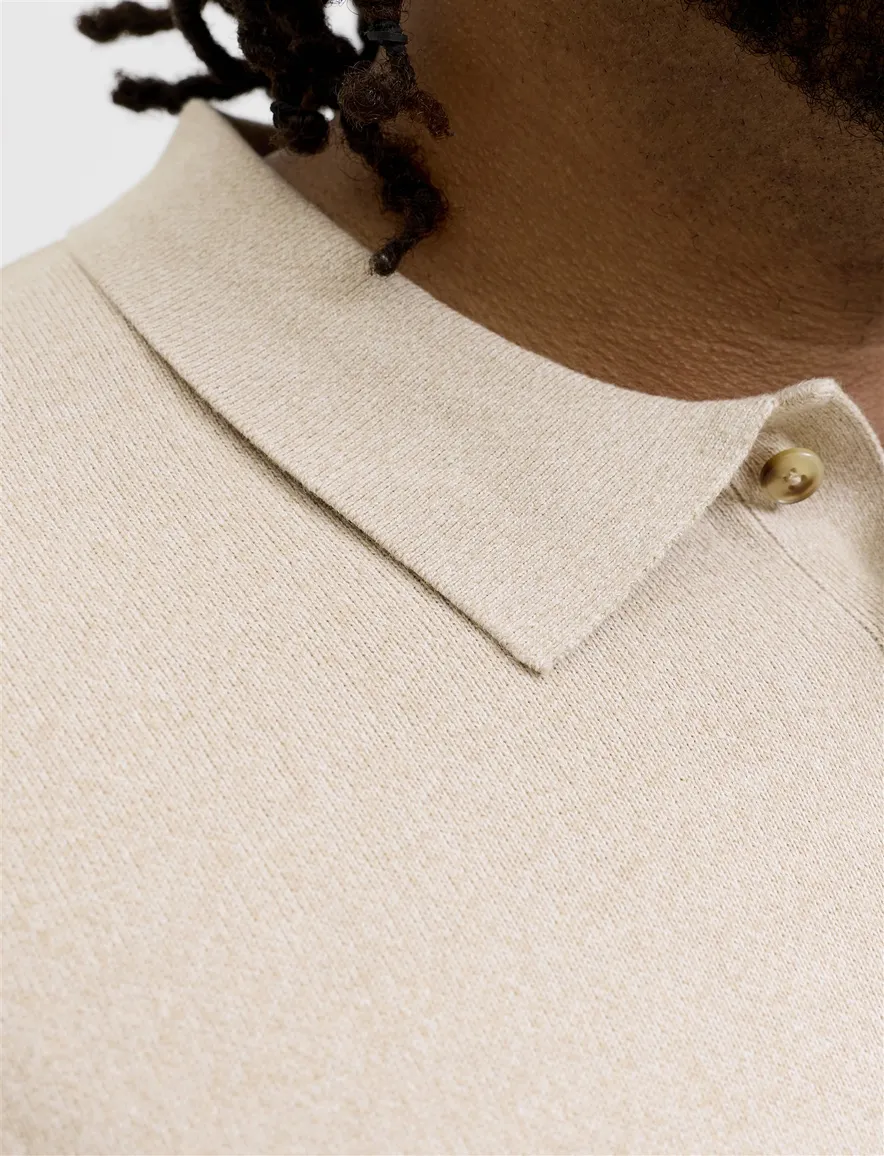 Jack & Jones Plus Size poloshirt beige gebreid
