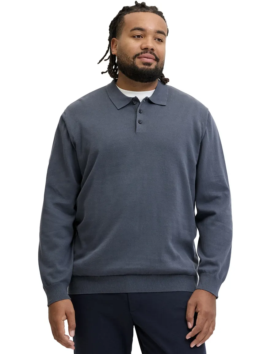 Jack & Jones Plus Size poloshirt donkerblauw gebreid