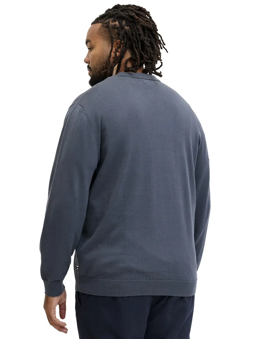 Jack & Jones Plus Size poloshirt donkerblauw gebreid
