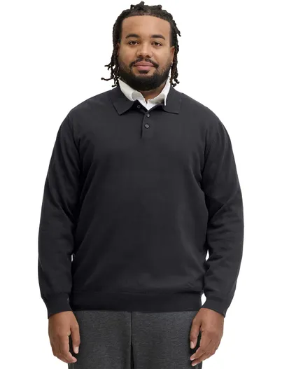 Jack & Jones Poloshirt Jack & Jones Plus Size zwart gebreid
