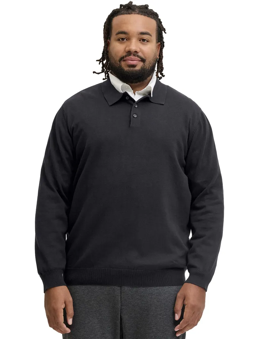 Poloshirt Jack & Jones Plus Size zwart gebreid