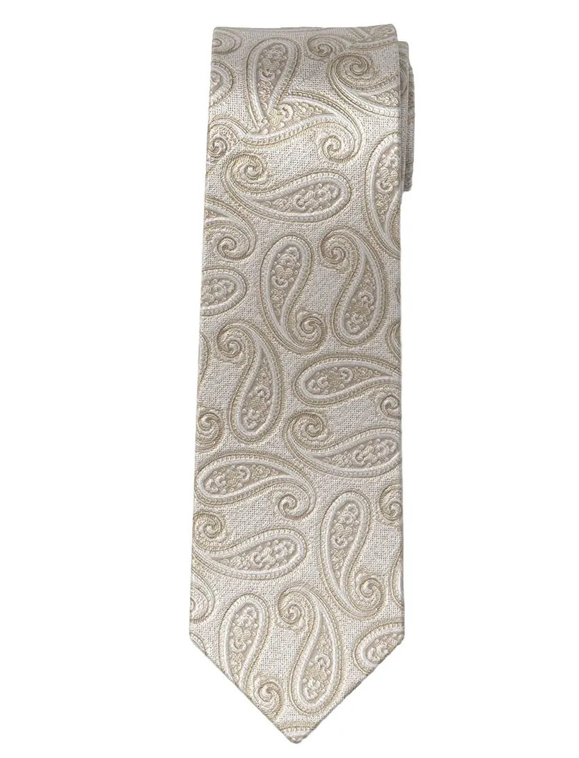 Stropdas Olymp beige paisleys geprint