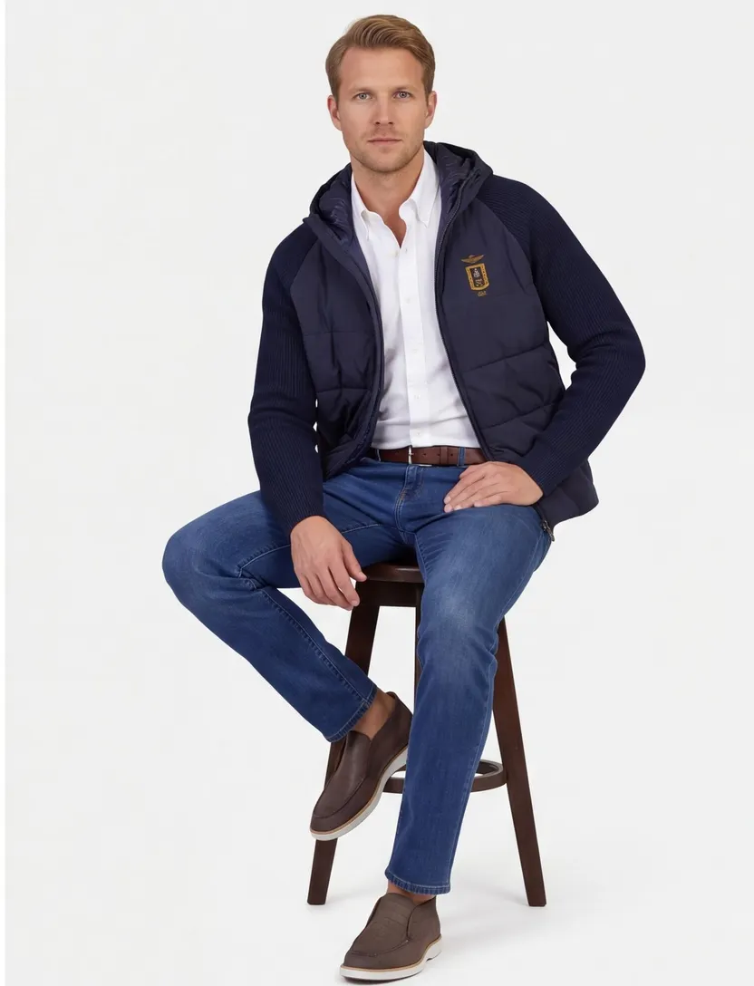 Vest Aeronautica Militare donkerblauw outdoor capuchon