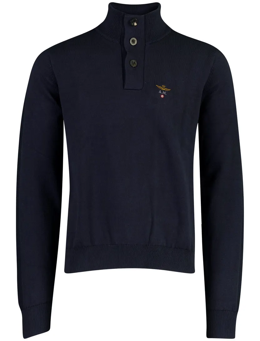 Trui Aeronautica Militare donkerblauw half zip