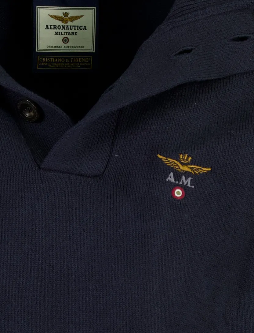 Trui Aeronautica Militare donkerblauw half zip