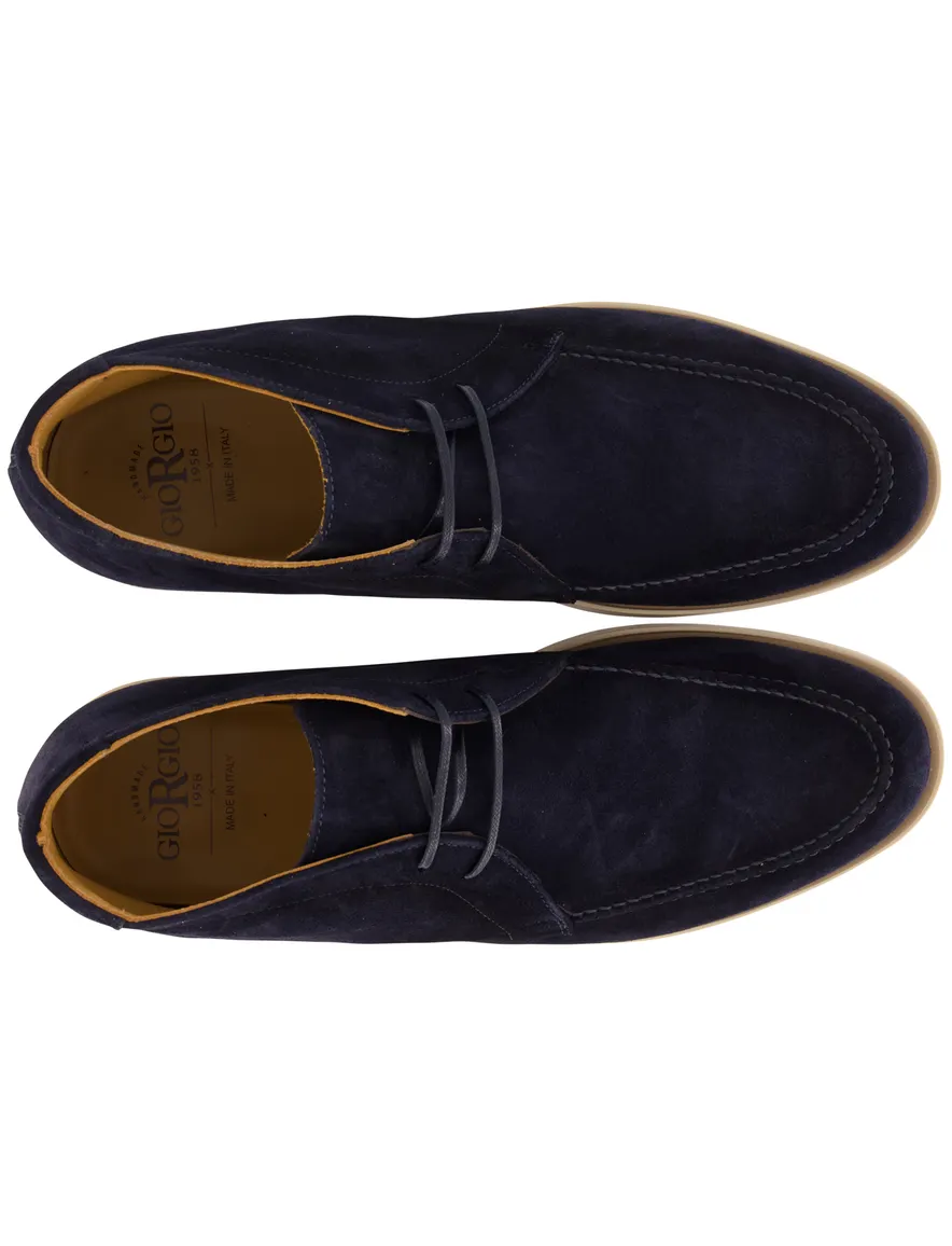 Giorgio veterschoenen donkerblauw suède & lichte zool