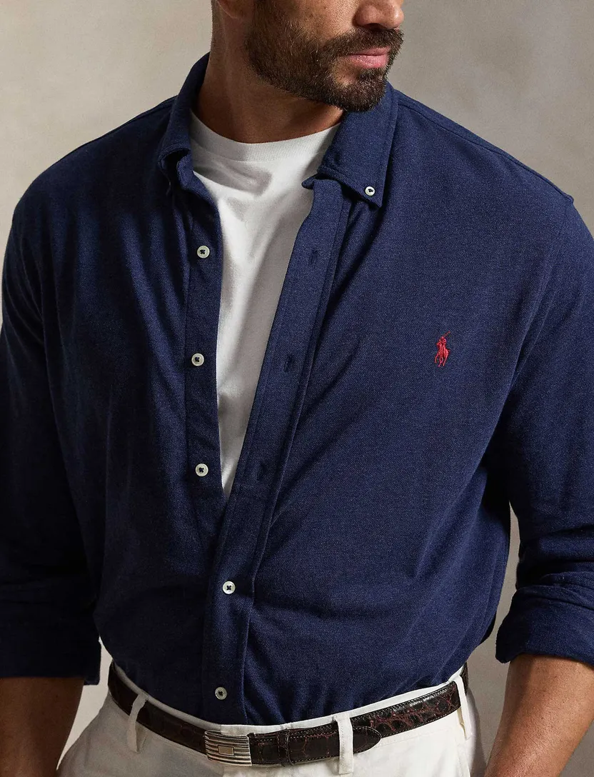 Overhemd Polo Ralph Lauren Big & Tall donkerblauw wijde fit