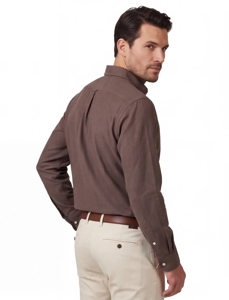 Polo Ralph Lauren Big & Tall overhemd bruin gemeleerd