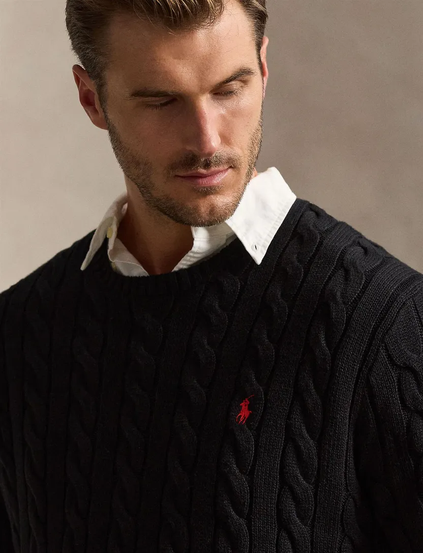 Kabeltrui Polo Ralph Lauren Big & Tall zwart
