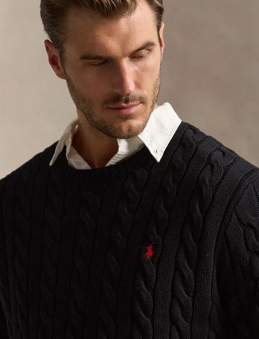 Polo Ralph Lauren Big & Tall kabeltrui zwart