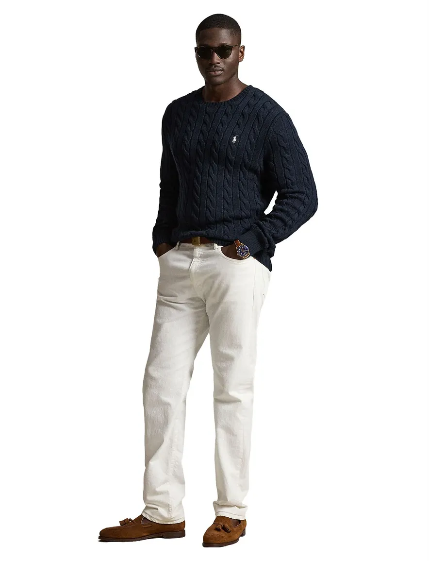 Polo Ralph Lauren Big & Tall kabeltrui ronde hals donkerblauw