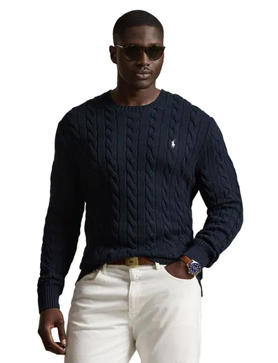Polo Ralph Lauren Polo Ralph Lauren Big & Tall kabeltrui ronde hals donkerblauw