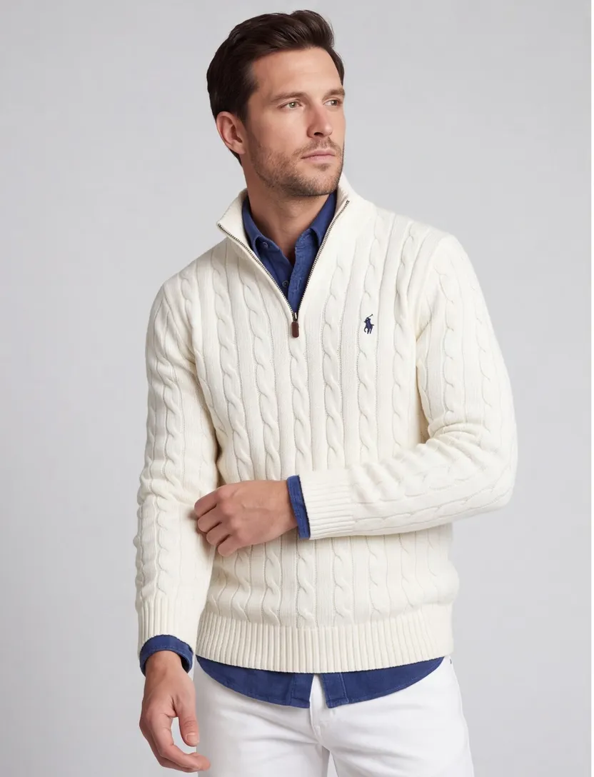 Polo Ralph Lauren Big & Tall trui half zip creme