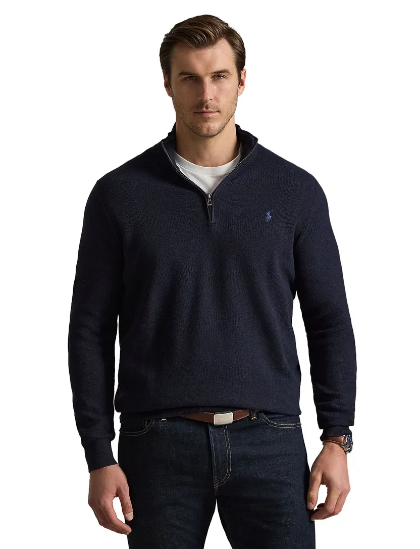 Polo Ralph Lauren Big & Tall half zip donkerblauw