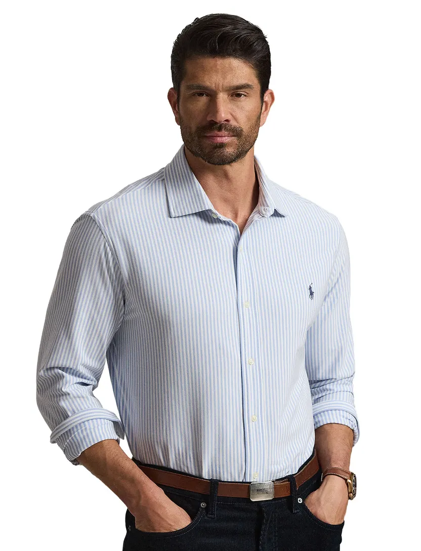 Overhemden Polo Ralph Lauren Big & Tall lichtblauw gestreept wijd