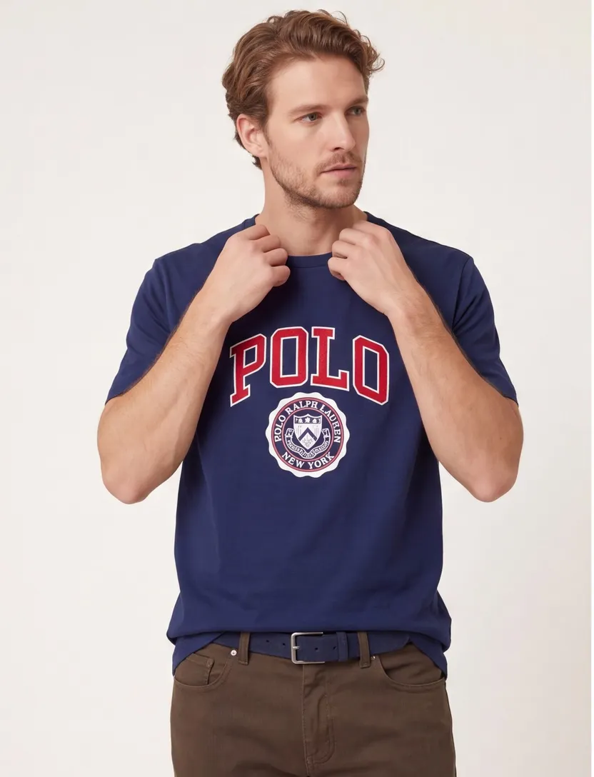 T-shirt Polo Ralph Lauren Big & Tall donkerblauw geprint