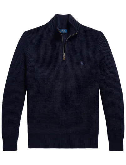 Polo Ralph Lauren Polo Ralph Lauren Big & Tall half zip trui donkerblauw merinowol